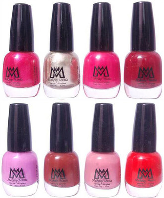 

Makeup Mania Premium Nail Polish - Combo of 8 Trendy Nail Paint Set- (MM# 24-32) Light Pink, Nude, Blood Red, Silver, Pink, Maroon(Pack of 8)