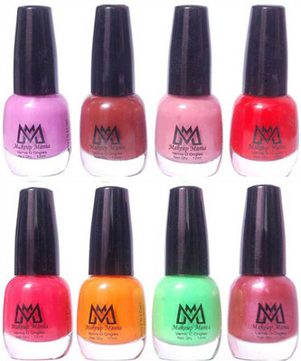 

Makeup Mania Premium Nail Polish - Combo of 8 Trendy Nail Paint Set- (MM# 24-26) Light Pink, Brown, Baby Pink, Blood Red, Orange, Green(Pack of 8)