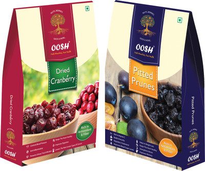 

Oosh California Pitted Prunes 250g & Whole Dred Cranberry 250g | Premium Dry Fruits Prunes, Cranberries(500 g, Box)