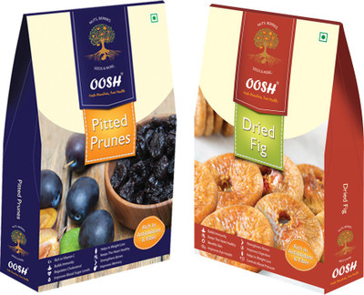 

Oosh California Pitted Prunes 250g & Afgani Dry Fig 200g | Premium Dry Fruits Prunes, Figs(450 g, Box)