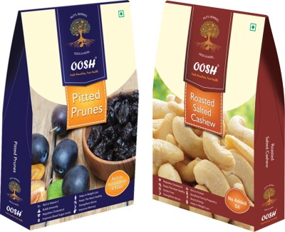 

Oosh California Pitted Prunes 250g & Roasted Salted Cashews 250g | Premium Dry Fruits Prunes, Cashews(500 g, Box)