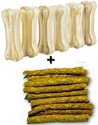 

Foodie Puppies Pressed Dog Bone 5 inches - Pack of 6 bones and Chicken Stick,500gm Chicken Dog Chew(300 g, Pack of 6)