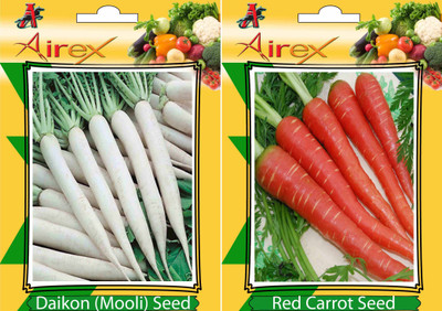 Airex Radish and Red Carrot Vegetables Seed (Pack Of 20 Seed Radish + 20 Red Carrot) Seed(20 per packet)