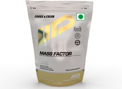 

MUSCLEDOSE Mass Factor Weight Gainers/Mass Gainers(1 kg, Cookie & Cream)