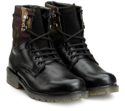 

Escaro Men's Leather Boots For Men(Black