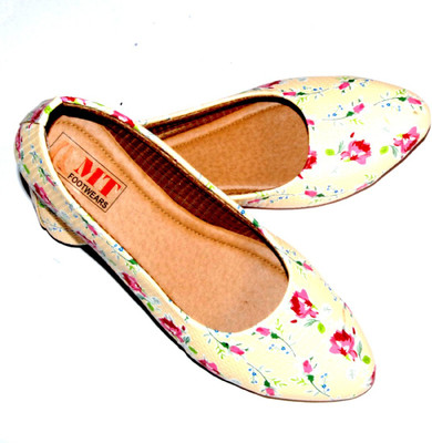 

M.T. Bellies For Women(Beige, Cream color with flower print