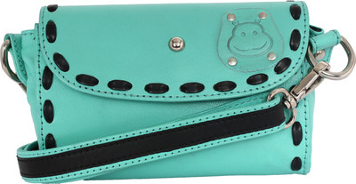 

Hippo Women Green Genuine Leather Sling Bag