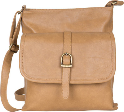 

CRAWLER Women Casual Brown Leatherette Sling Bag