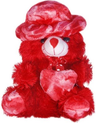 MULTI SOFT Stuffed Spongy Hugable Cute Cap Teddy Bear - 30 Cm (Red)  - 32 cm(Red)