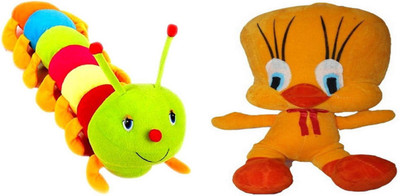 

Shopfloor.XYZ CATERPILLAR Colourfull Soft Toy (Combo of Two) AND TWEETY Stuffed Plush For Kids/ Birthday Gift for Kids - 25 cm(Multicolor)