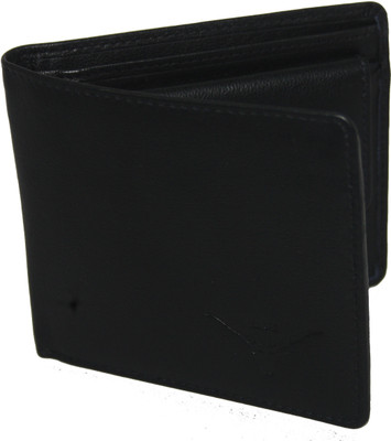

VILL OKSE Men Black Genuine Leather Wallet(5 Card Slots), Red;white
