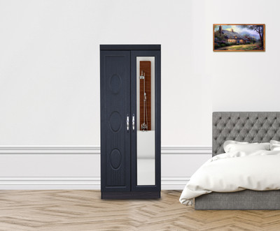 

RoyalOak Jupiter Engineered Wood 2 Door Wardrobe(Finish Color - Black, Mirror Included)