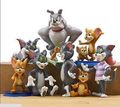 

Toy Mela 9 Pcs Tom and Jerry with Spike Figure Toys Cat Mouse Dog Cartoon Animals Model Kids Gift Collection Cake Topper Anime Action Figure Set(Multicolor)