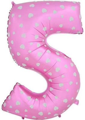 

AMFIN Printed 17 Inch 5 (Five) Number Foil Balloon For Birthday Party Decoration/ Engagement, Anniversary Party Decoration - Pink Balloon(Pink, Pack of 1)