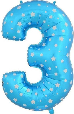 

AMFIN Printed 3 (Three) Number Foil Balloon For Birthday Party Decoration/ Engagement, Anniversary Party Decoration 17" Inch - Blue Balloon(Blue, Pack of 1)