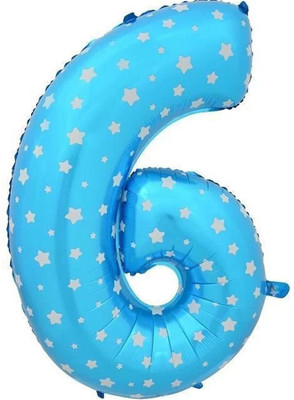 

AMFIN Printed 17 Inch, 6 (Six) Number Foil Balloon For Birthday Party Decoration/ Engagement, Anniversary Party Decoration - Blue Balloon(Blue, Pack of 1)