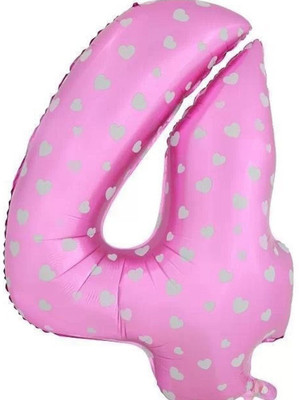 

AMFIN Printed 17 Inch 4 (Four) Number Foil Balloon For Birthday Party Decoration/ Engagement, Anniversary Party Decoration - Pink Balloon(Pink, Pack of 1)