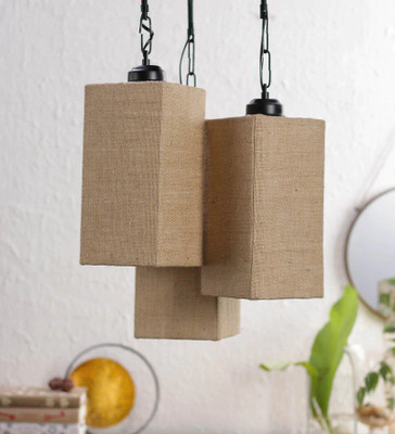 Devansh Square Jute Triple Pendant Lamp Ceiling Lamp(Beige)