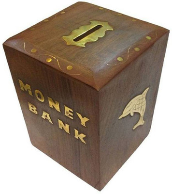 

CraftOnline wooden carving money bank Coin Bank(Brown, Yellow)