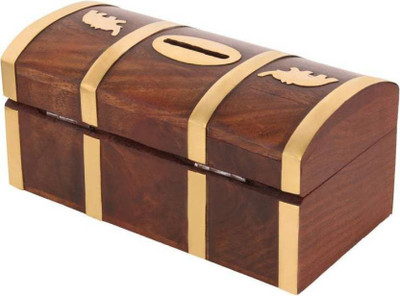

CraftOnline Beautiful Wooden Coin Box Coin Bank(Brown)