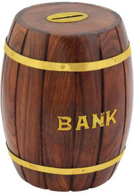 CraftOnline wooden children money bank Coin Bank(Brown)