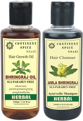 

Continent Spice Khadi Bhaingraj Hair Oil With Amla Bhringraj Shampoo - CS682005(Set of 2)