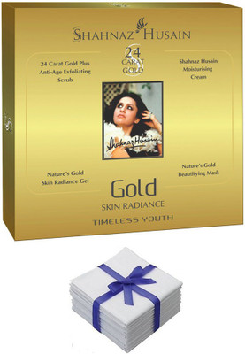 Shahnaz Husain Shahnaz_Husain Revival Gold Facial Kit 40 g and Four White Hanky (Set of 8)(Set of 8)