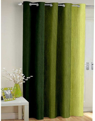 TrueValue Creations 271 cm (9 ft) Polyester Semi Transparent Long Door Curtain Single Curtain(Solid, Green Plain Multicolor)
