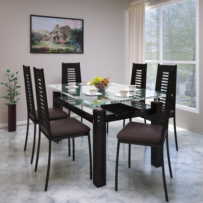 

Parin Glass 6 Seater Dining Set(Finish Color - brown)