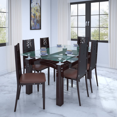 

Parin Glass 6 Seater Dining Set(Finish Color - brown)
