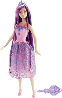 

Grab Offers Preety Long Hair Barbie Dreamtopia Princess Doll With Hair Brush And Tiara Headband For Kids.(Multicolor)