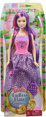 

GRAPPLE DEALS Preety Long Hair Barbie Dreamtopia Princess Doll With Hair Brush And Tiara Headband For Kids.(Purple)