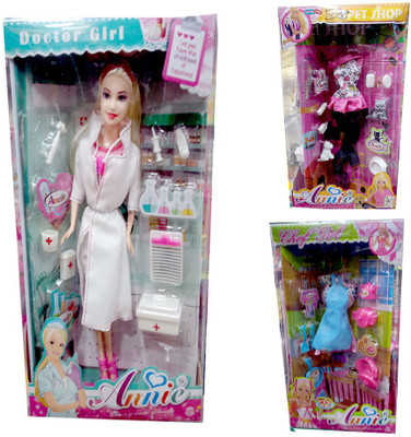

Shoppernation Fancy 4 in 1 Kids Doll Set (Multiple Costumes)(Multicolor)