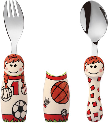 

Babyoodles Red Sports Girl Fork And Spoon Set For Kids - Phthalates, Abs(Red)