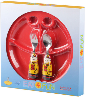 

Babyoodles Red Fireman Set Of Fork And Spoon With Red Plate - BPA, Phthalate Free(Red)