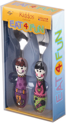 

Babyoodles Purple Elle Spoon And Julie Fork Set For Kids - Phthalates(Purple)