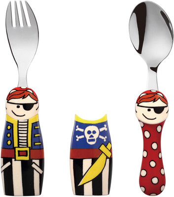 

Babyoodles Black Pirate Fork And Spoon Set For Kids - Phthalates, Abs(Black)
