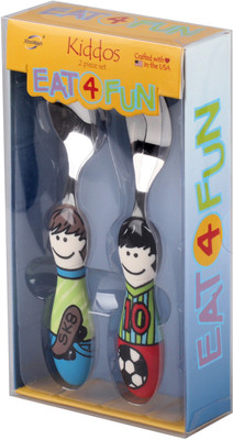 

Babyoodles Blue Chris Spoon And Tony Fork Set For Kids - Phthalates(Blue)