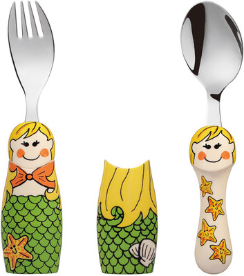 

Babyoodles Green Mermaid Fork And Spoon Set For Kids - Phthalates, Abs(Green)