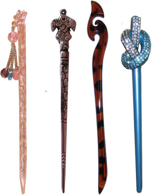 

Haveream Funky Combo of Multi Color Juda Sticks Bun Stick(Multicolor)