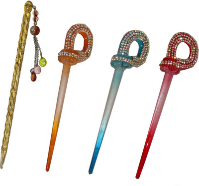 

Haveream Funky Combo of Multi Color Juda Sticks Bun Stick(Multicolor)