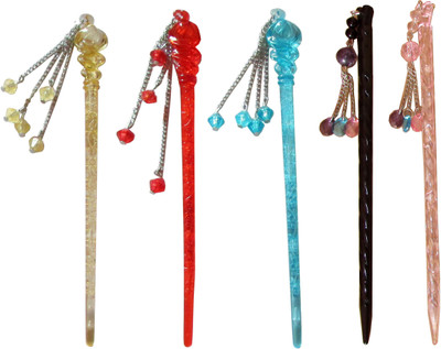

Skywalk Bride-to-be Fancy Combo of Multi Color Juda Sticks Bun Stick(Multicolor)