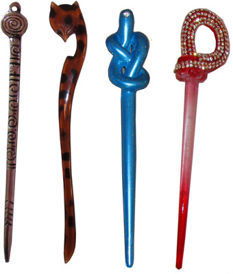 

Haveream Funky Combo of Multi Color Juda Sticks Bun Stick(Multicolor)