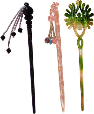 

Moki Combo of Multi Color Juda Sticks Bun Stick(Multicolor)