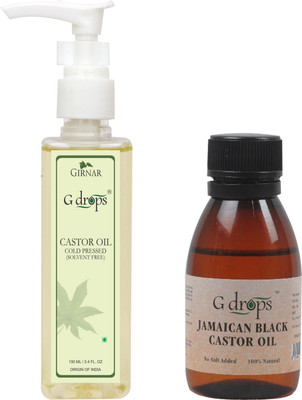

G Drops Cold Pressed and Jamaican Black Castor Oil Combo Set of 2 ( 100 ml + 70 ml ) Hair Oil(170 ml)