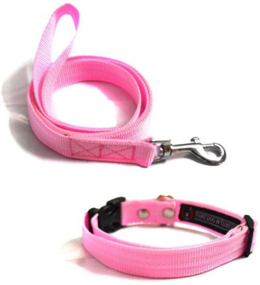 

Tradesk Rose pink Collar and Leash With Pink Buckle Dog & Cat Collar & Leash(, Rose Pink