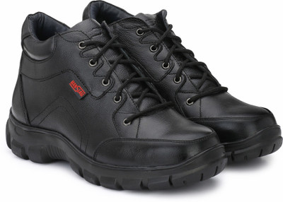 

Manslam Steel Toe Safety Genuine Leather Shoe Boots For Men(Black