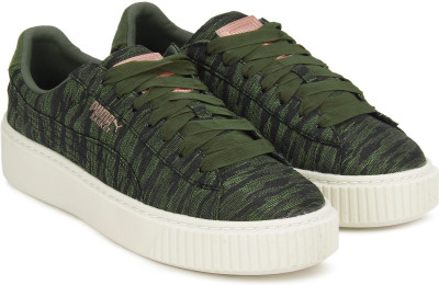 Puma Basket Platform VR Wn s Sneakers For Women(Green, Olive night-olive night