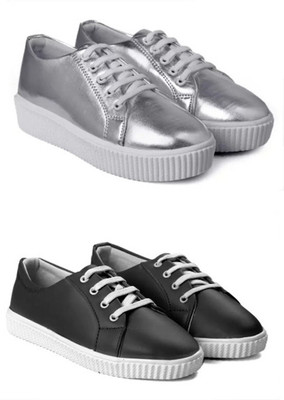

Paduki 6026 Premium Combo Shoes Sneakers For Women(Silver, Black