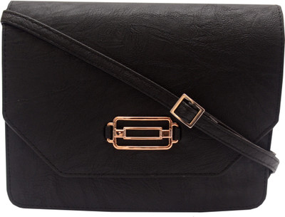 

ADORSY Women Casual Black Rexine Sling Bag